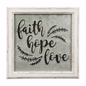 Embossed Metal Sign-Faith Hope Love (12 x 12)