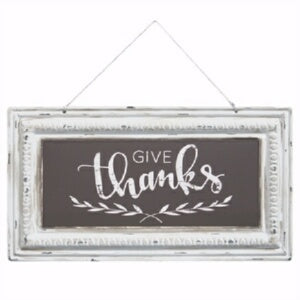 Pressed Tin Sign-Give Thanks (12 x 6.5)