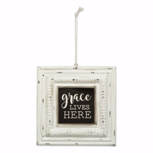 Pressed Tin Sign-Grace Lives Here (6 x 6)