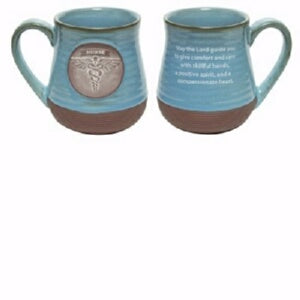 Mug-Pottery-Nurse Prayer-Blue
