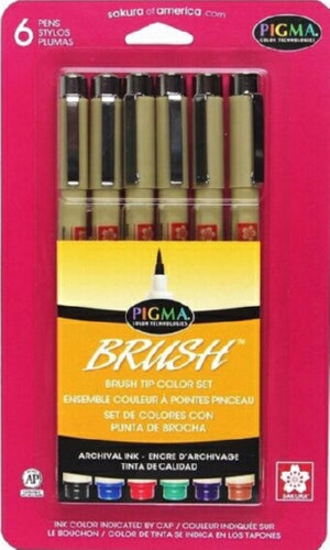 Pigma Brush Pens (Set Of 6 Colors)