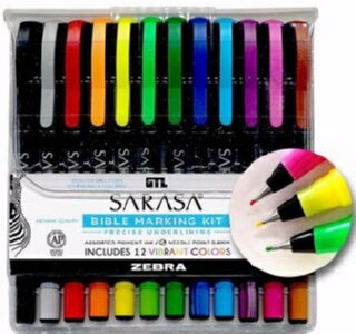 Zebra Sarasa Bible Marking Kit (Set Of 12 Colors)