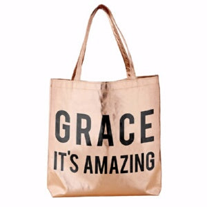Tote Bag-Grace It's Amazing-Metallic Rose Gold (16