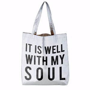 Tote Bag-It Is Well With My Soul-Metallic Platinum