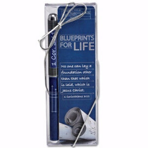 Pen & Bookmark Set-Blueprints For Life (1 Cor 3:11