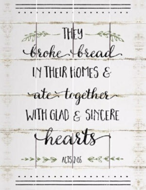 Rustic Pallet Art-They Broke Bread (White) (9 x 12