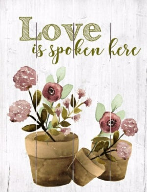 Rustic Pallet Art-Love is Spoken (9 x 12)