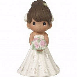 Figurine-Bride Wedding Cake Topper-Brown Hair  Med