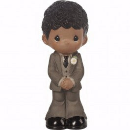 Figurine-Groom Wedding Cake Topper-Black Hair  Dar