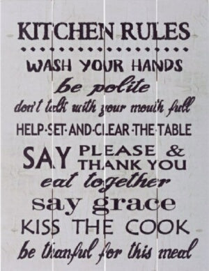 Rustic Pallet Art-Kitchen Rules-White (9 x 12)