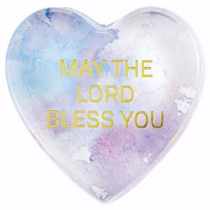 Tabletop Glass Heart Paperweight-May The Lord Bles