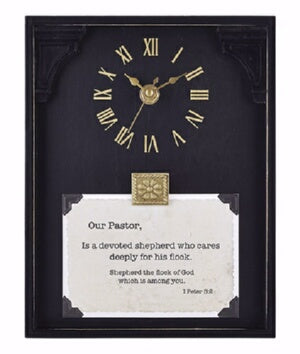 Clock-Framed Tabletop-Pastor (Peter 5:2) (7" x 9")