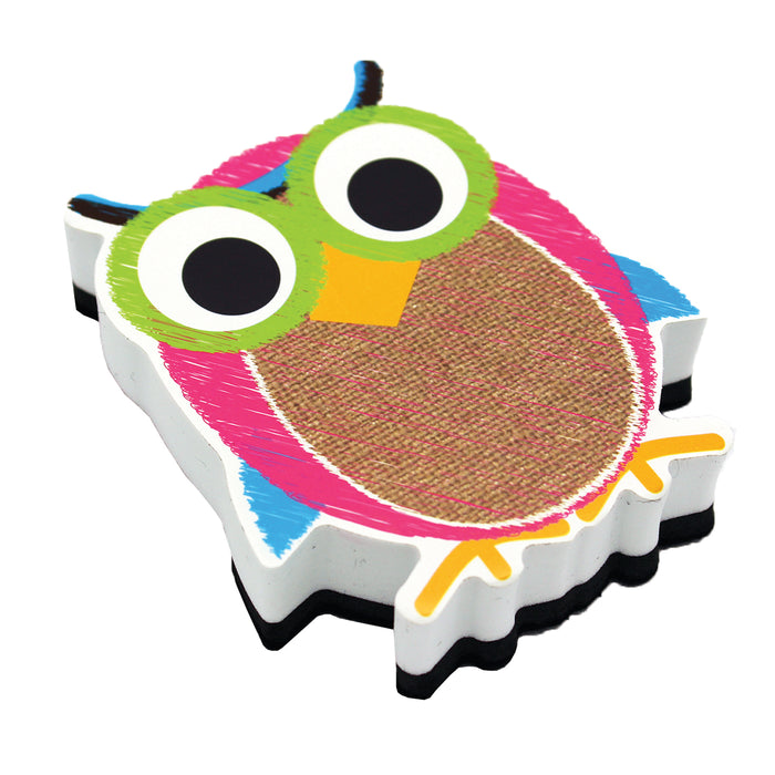 (6 Ea) Burlap Scribble Owl Magnetic Whiteboard Eraser