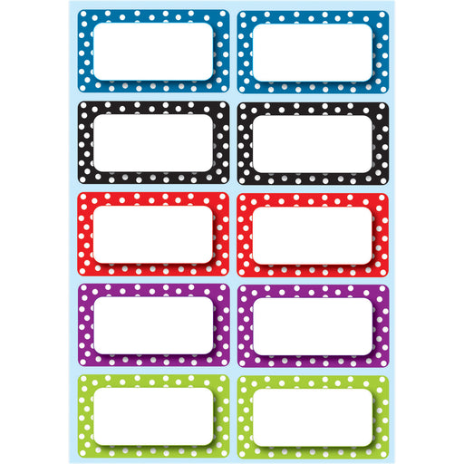 (6 Ea) Die Cut Magnets Polka Dot Nameplates