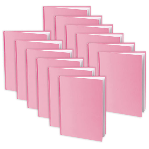 Young Authors Pink Hardcover Blank Book, White Pages, 8"H x 6"W Portrait, 14 Sheets-28 Pages, Pack of 12
