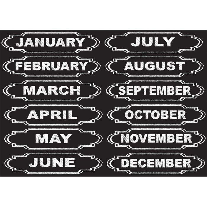 (6 Pk) Die-cut Magnets Chalkboard Calendar Months