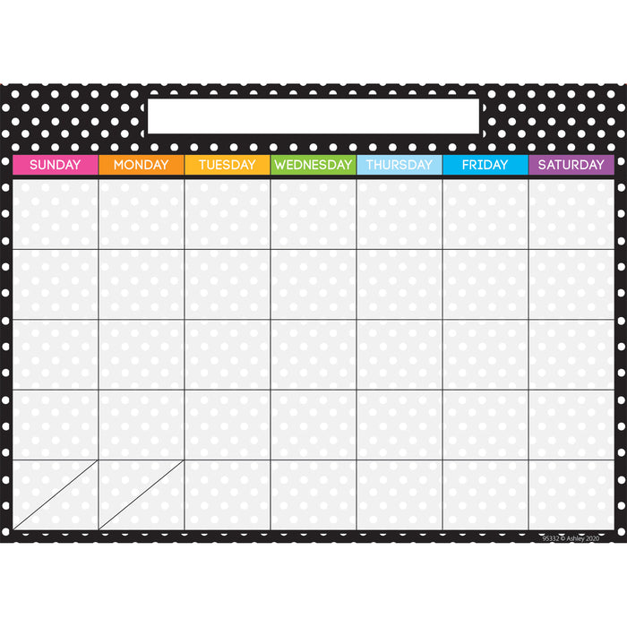Smart Poly® PosterMat Pals™ Space Savers, 13" x 9-1-2", BW Dots Calendar, Pack of 10