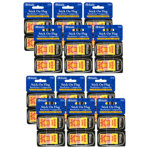 (12 Pk) 1in Yellow Sign Here Flags 50ct Stick On Flags