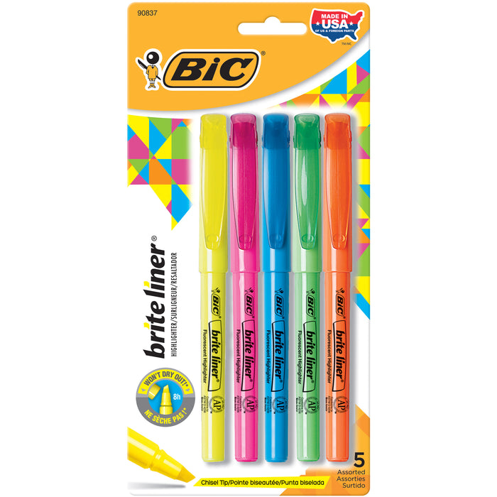 (6 Pk) Bic Brght Liner Highlighters 5 Per Pk Assorted