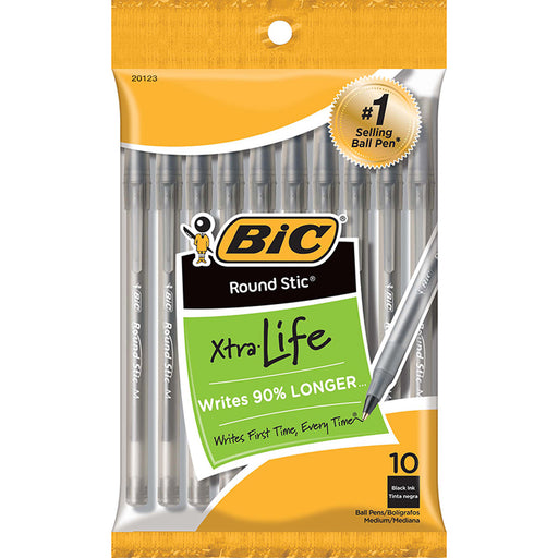 (6 Pk) Bic Round Stic Ballpoint Pens Black 10 Per Pk