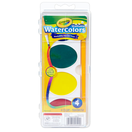 (6 Ea) So Big Washable Watercolors 4 Color Oval Pans And Paint Brush