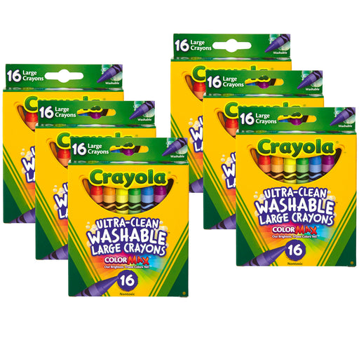 (6 Bx) Crayola Washable Crayons 16ct Per Bx Large