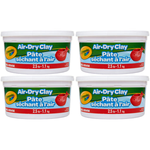 (4 Ea) 2.5lb Air Dry Clay Tub Red