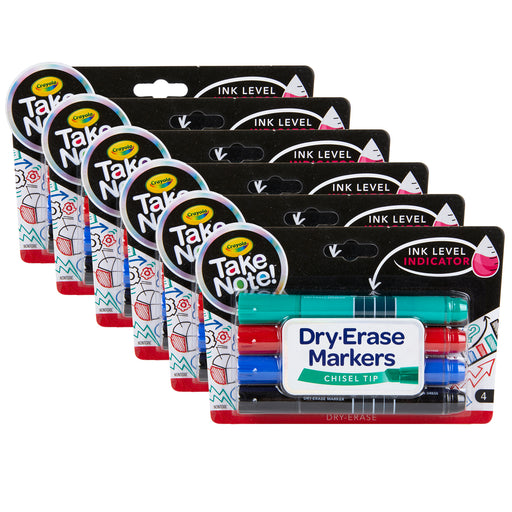 (6 Pk) Take Note 4ct Dry Erase Marker