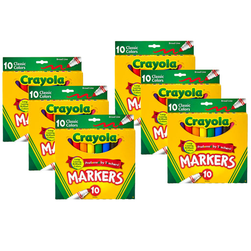 (6 Bx) Crayola Broad Line Markers Classic Colors 10-bx
