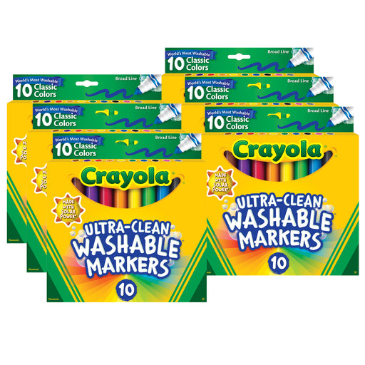 (6 Pk) 10ct Washable Color Max Markers Broad Line Ultra-clean