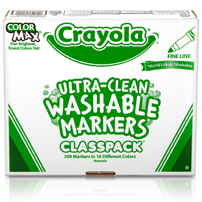 Crayola Washable Classpack 10 Asst Colors 200 Ct Fine Tip