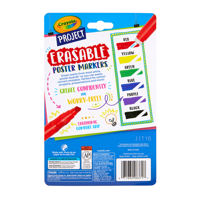 Project Erasable Poster Markers, Pack of 6