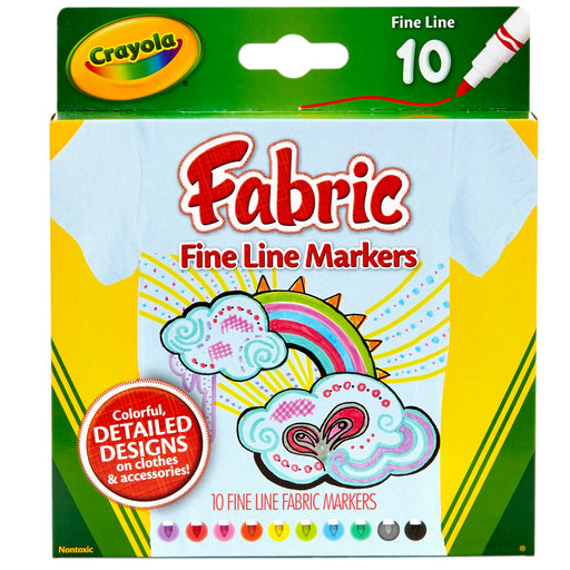 (3 Pk) Crayola Fine Line Fabric Markers 10 Colors