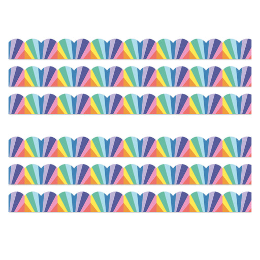 We Stick Together Rainbow Burst Scalloped Bulletin Board Borders, 39 Feet Per Pack, 6 Packs