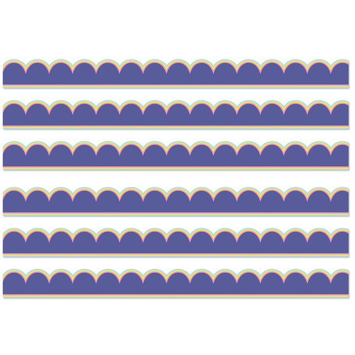 We Stick Together Pop of Purple Scalloped Bulletin Board Borders, 39 Feet Per Pack, 6 Packs