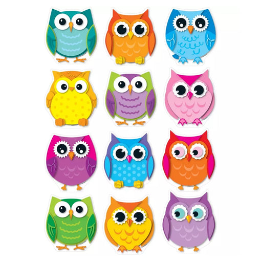 (3 Pk) Colorful Owls Cut Outs 36 Per Pk