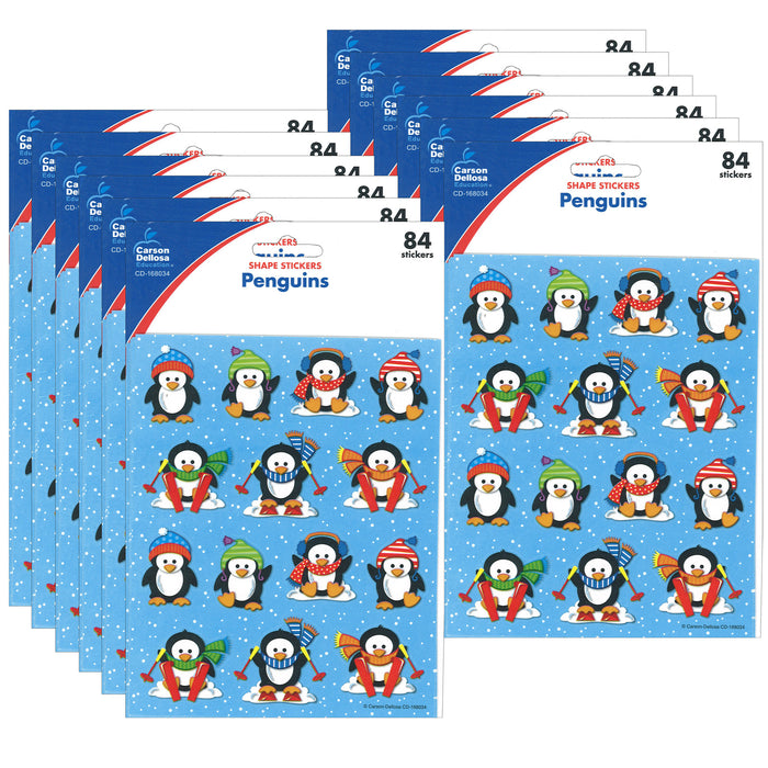 (12 Pk) Penguins Shape Stickers 84 Per Pk