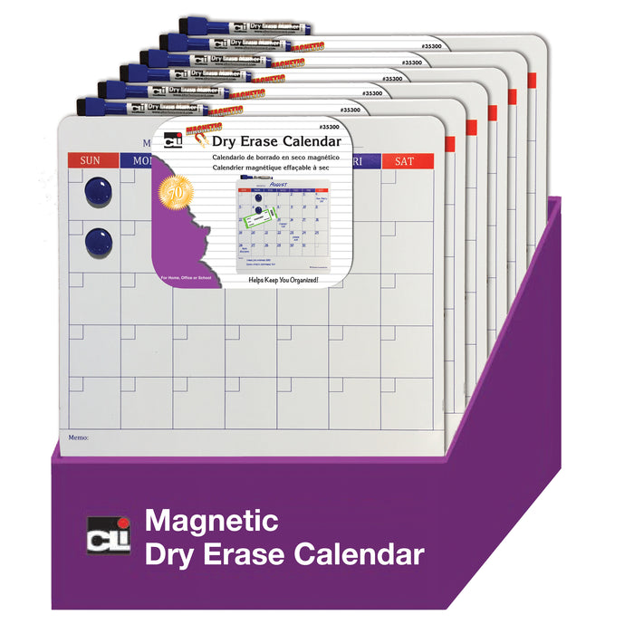 Magnetic Dry Erase Calendar 6 Each