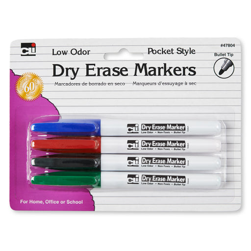 (12 Pk) Dry Erase Markers Bullet Tip 4 Markers Per Pk