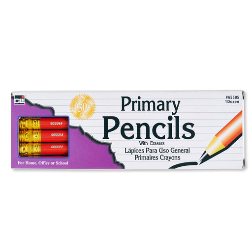 (3 Bx) Pencil Primary Red W-eraser 12 Per Box