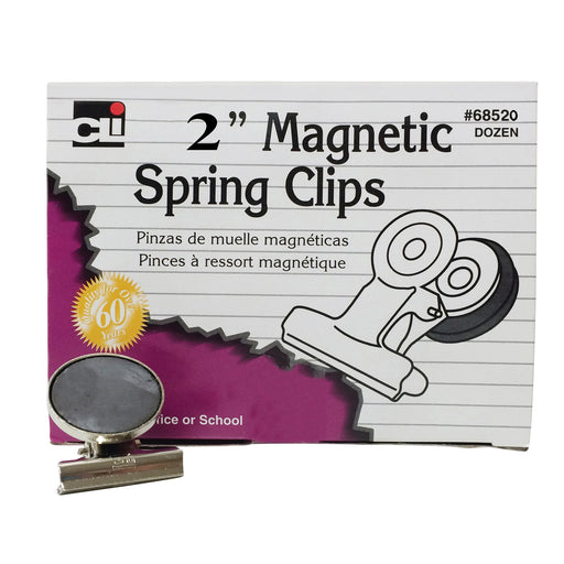 (3 Bx) Magnetic Spring Clips 2in 12 Per Box