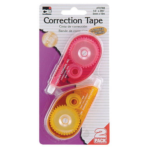 (6 Pk) Correction Tape Asrtd Colors 2pk