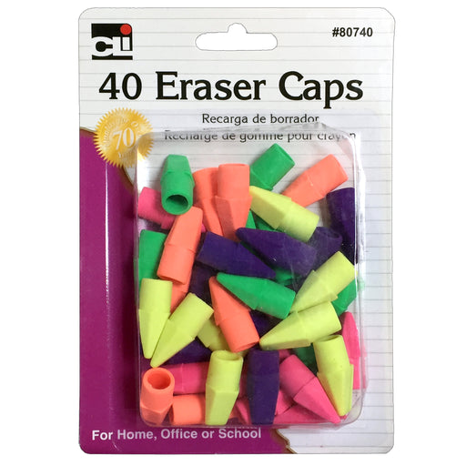 (24 Pk) Pencil Eraser Caps Assorted Colors