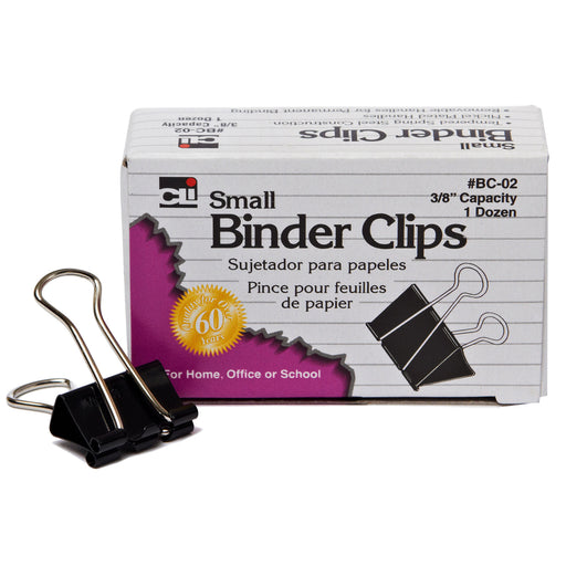 (48 Bx) Binder Clips 12 Per Bx Small 3-8in Capacity
