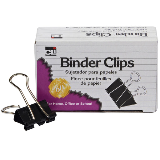 (24 Bx) Binder Clips 12 Per Bx Med 5-8in Capacity 1 1-4in Wide