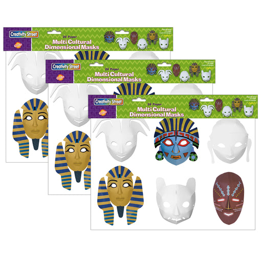 (3 Pk) Multi Cultural Dimensional Masks 24 Per Pk