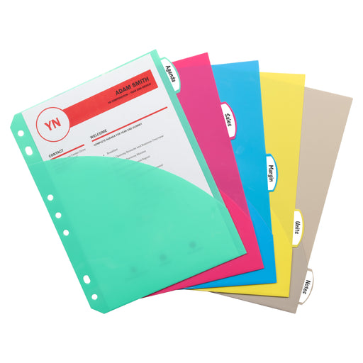 (12 Pk) Mini Size 5 Tab Poly Index Dividers With Pockets 5 Per Pk