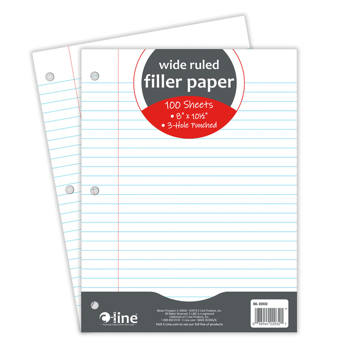 (12 Pk) Filler Paper Wide 100/pk