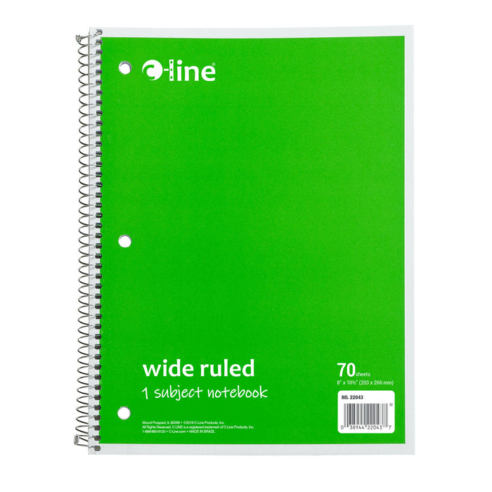(12 Ea) Grn 1 Sub Wide Ruled Notebk C Line