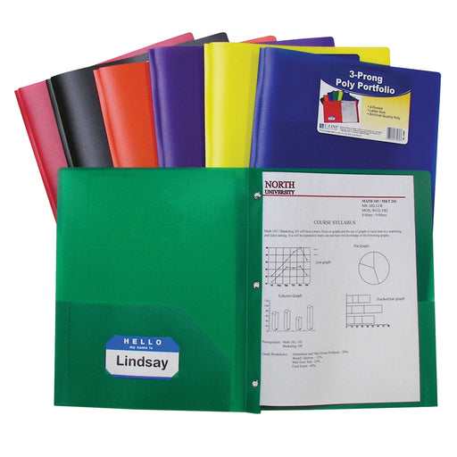 Two Pocket Poly Portfolios 36-box Assorted With Prongs
